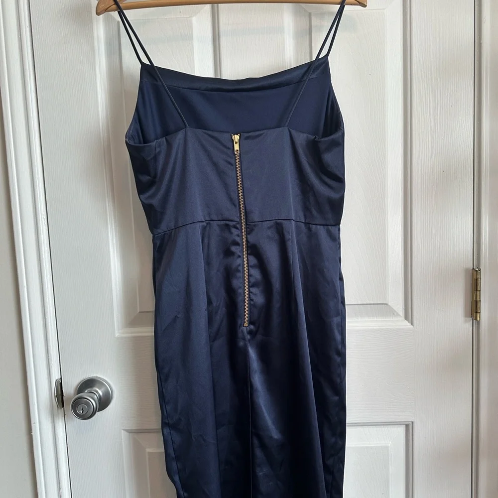 Betsy & Adam Midnight Blue Ruched Midi Dress - Picture 4 of 6